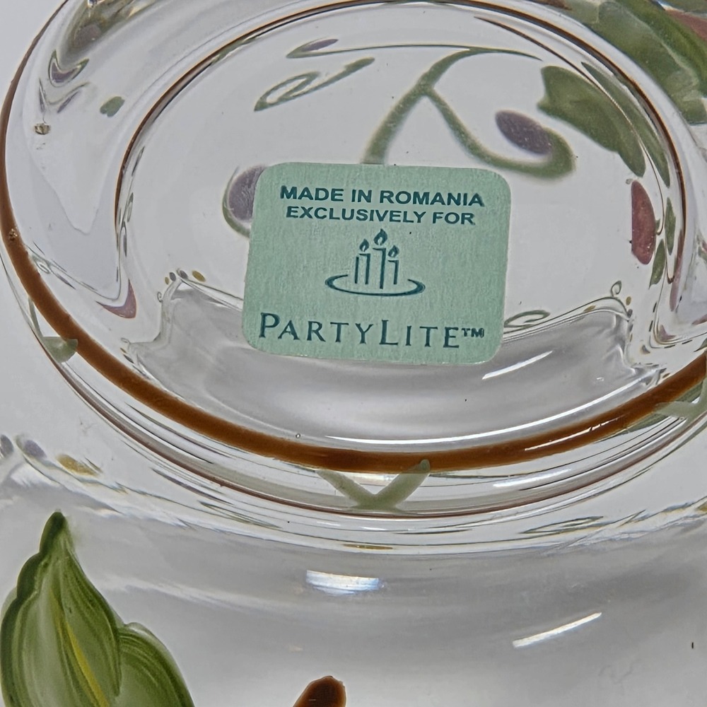 PartyLite Summer Strawberries Glass Votive Candle Holders Set of 2 Vintage 90s - Picture 4 of 7